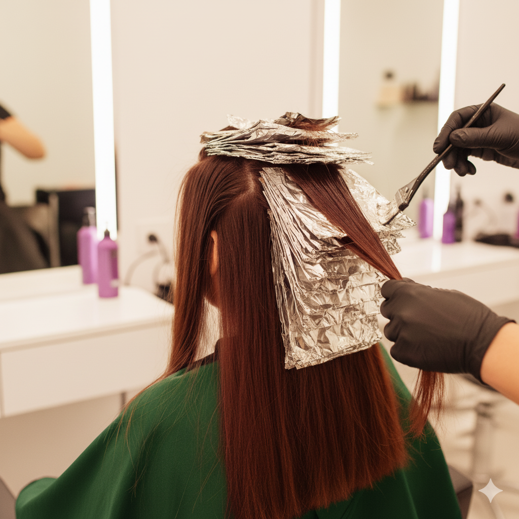 Woman getting particle foil service