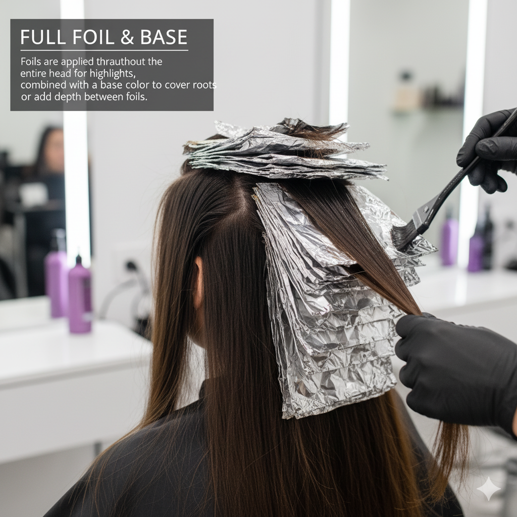 Woman getting full foil and base