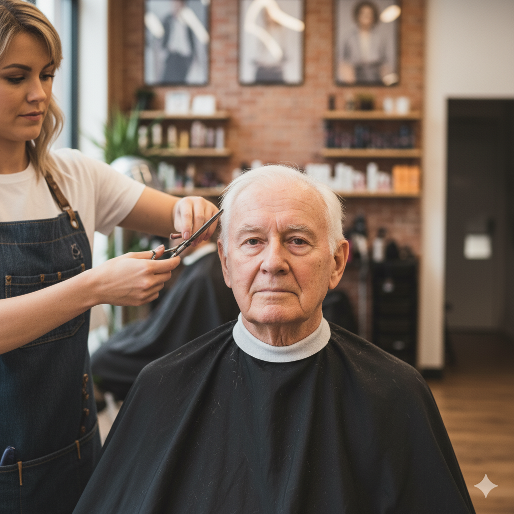 Senior men's haircut at Beauty Essence