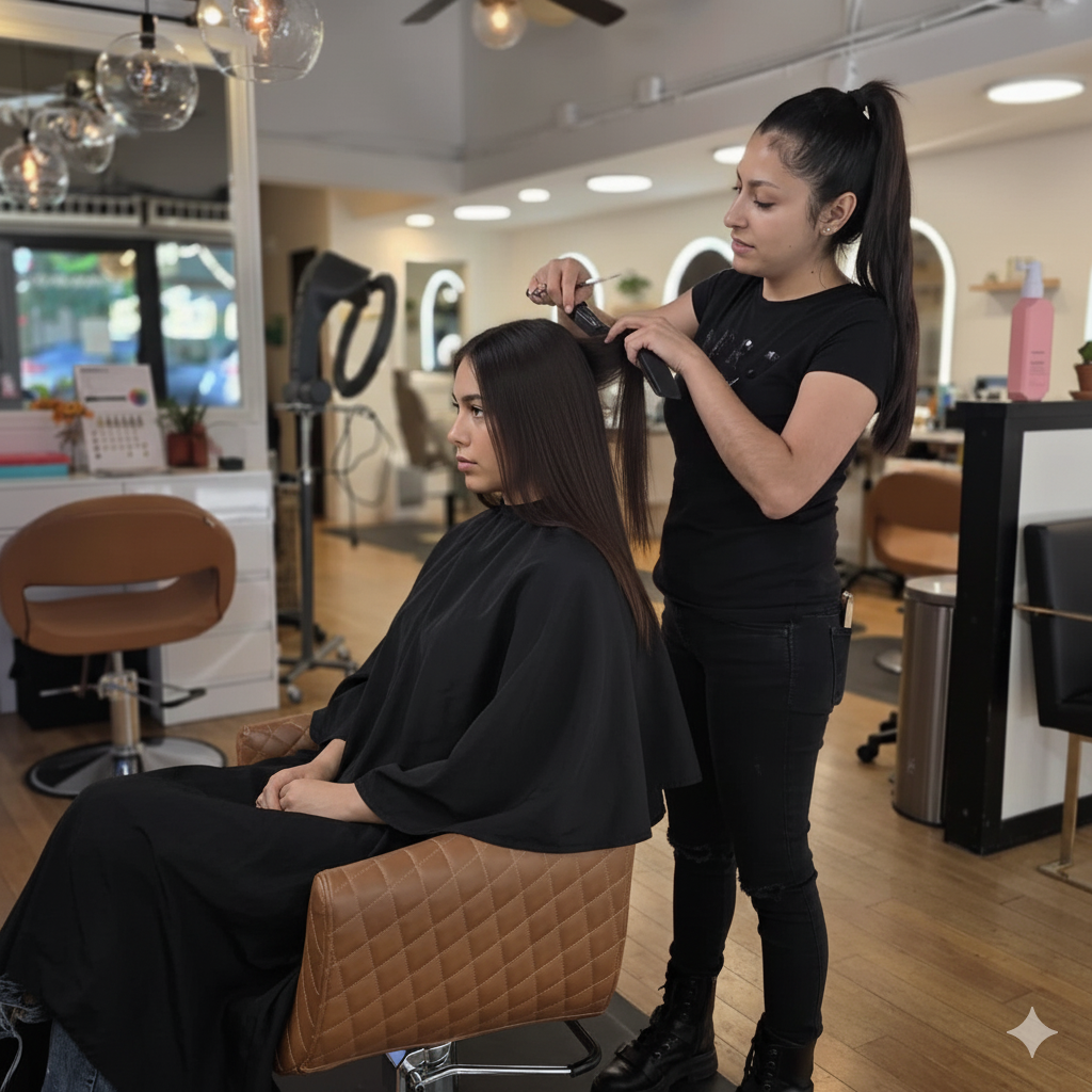 Woman receiving botox hair treatment
