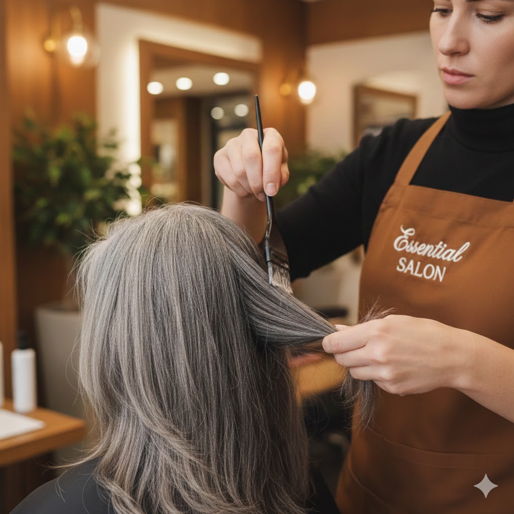 Woman getting grey blending service from Beauty Essence